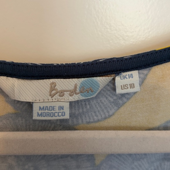 Boden Blue and Yellow Patterned V-Neck Midi Sixe US10 - Picture 5 of 12